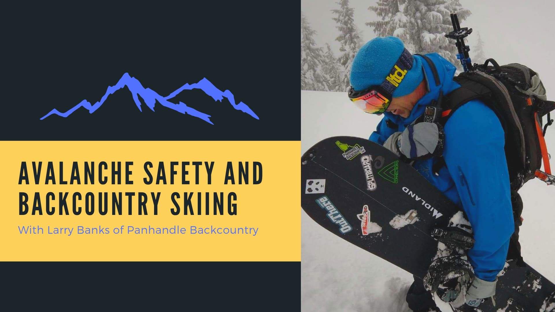 backcountry skier with graphic