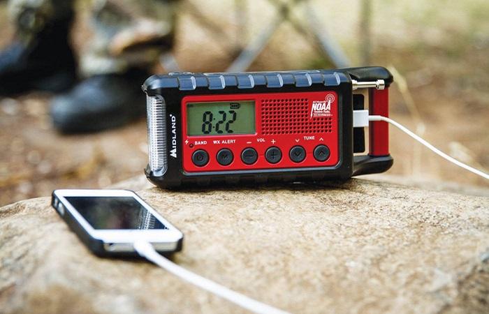 weather radio with cellphone plugged in