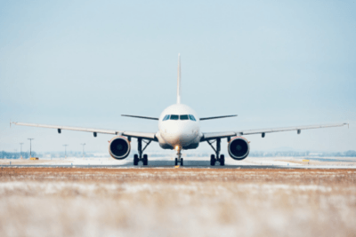 plane on snowy runway