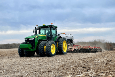 tractor in bare field