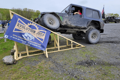 Jeep up on obstacle