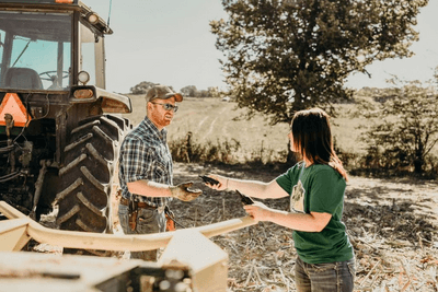 husband and wife on farm