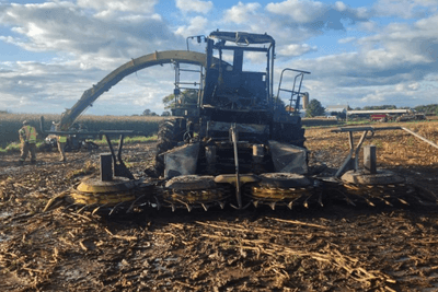 tractor burned after fire
