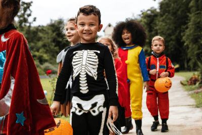 kids walk go trick or treating