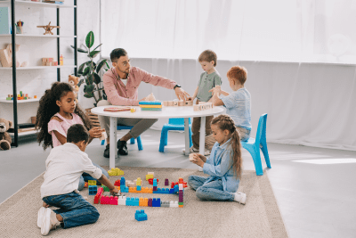kids play with toys at daycare