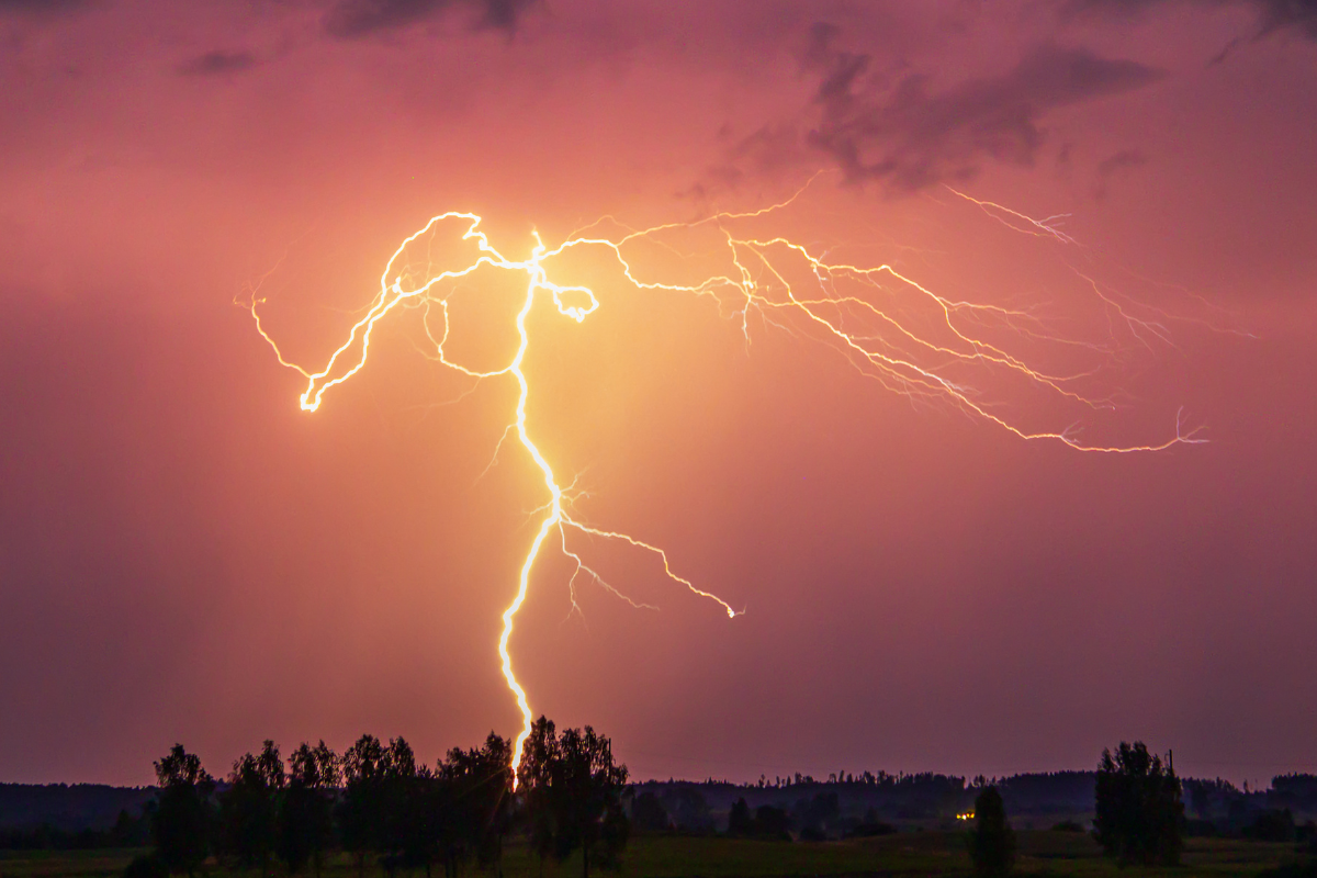 Lightning strikes field