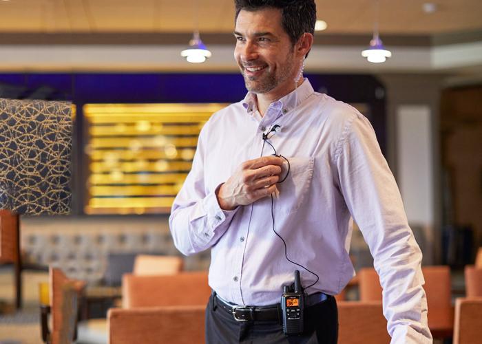 man uses license-free business radio