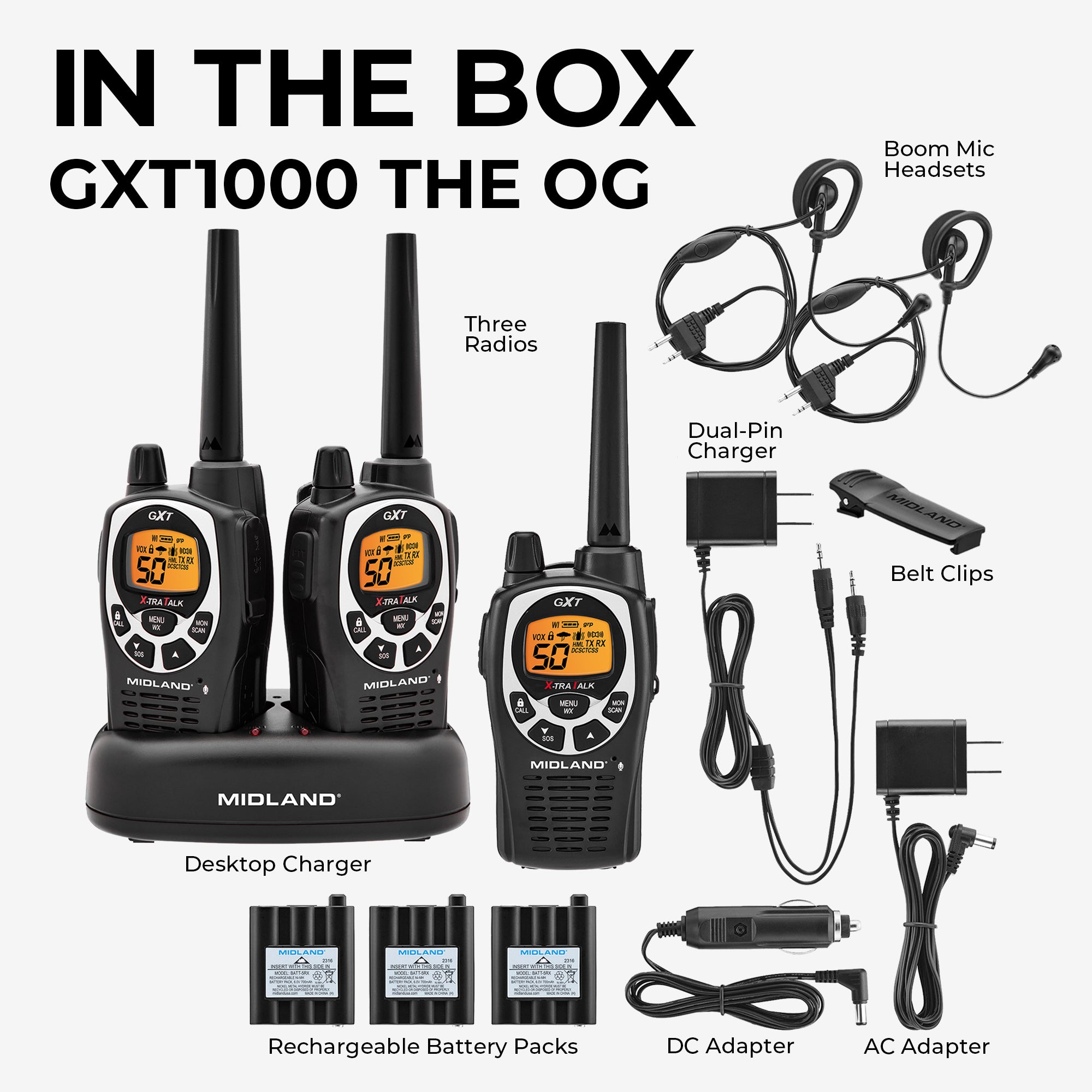 GXT1000 GMRS Walkie Talkie 3-Pack - GXT1000X3VP4