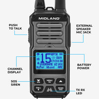GXT67 GMRS 5‑Watt Walkie Talkie - GXT67PRO
