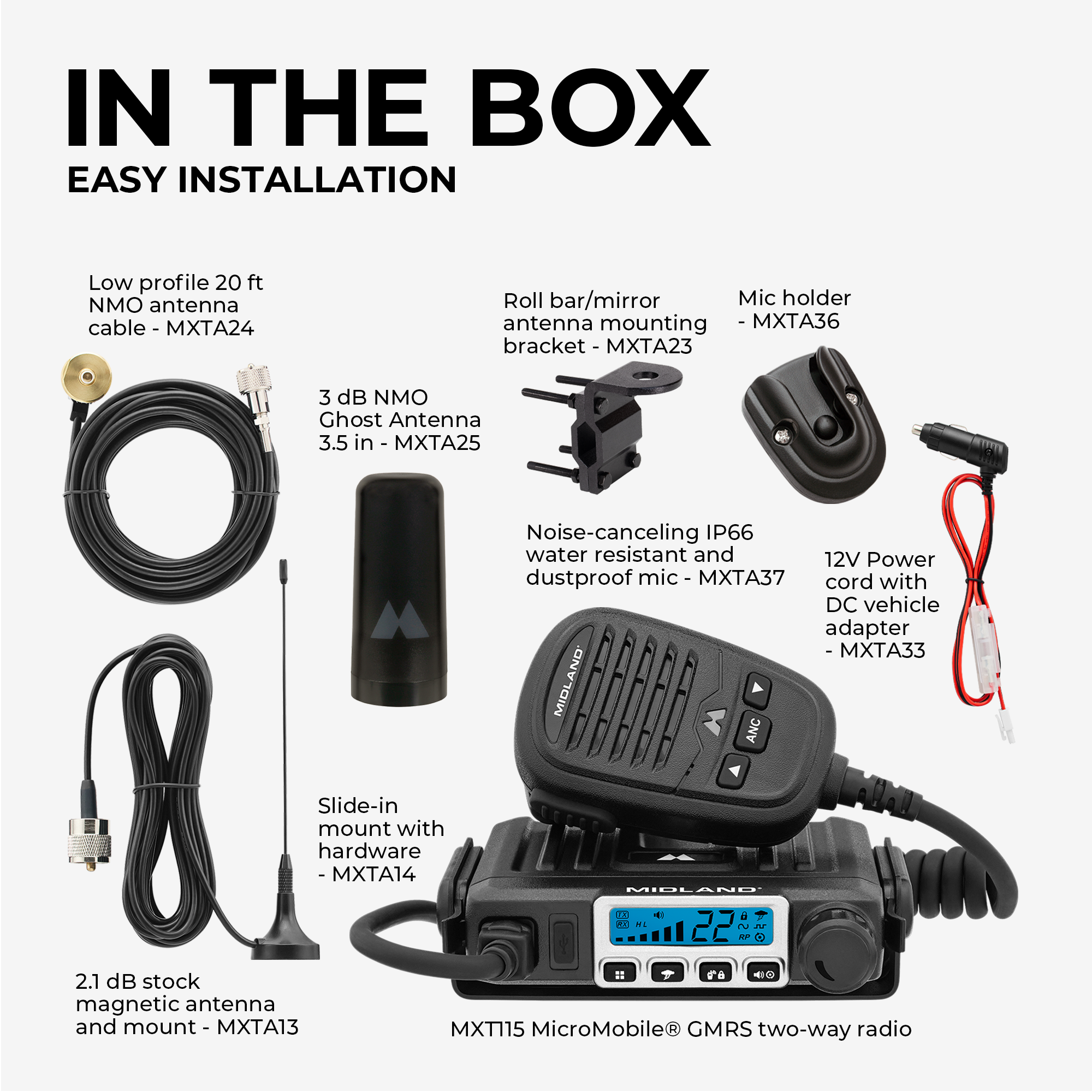 MXT115AGVP3 15W MicroMobile GMRS Two-Way Radio | Farm Tractor Bundle