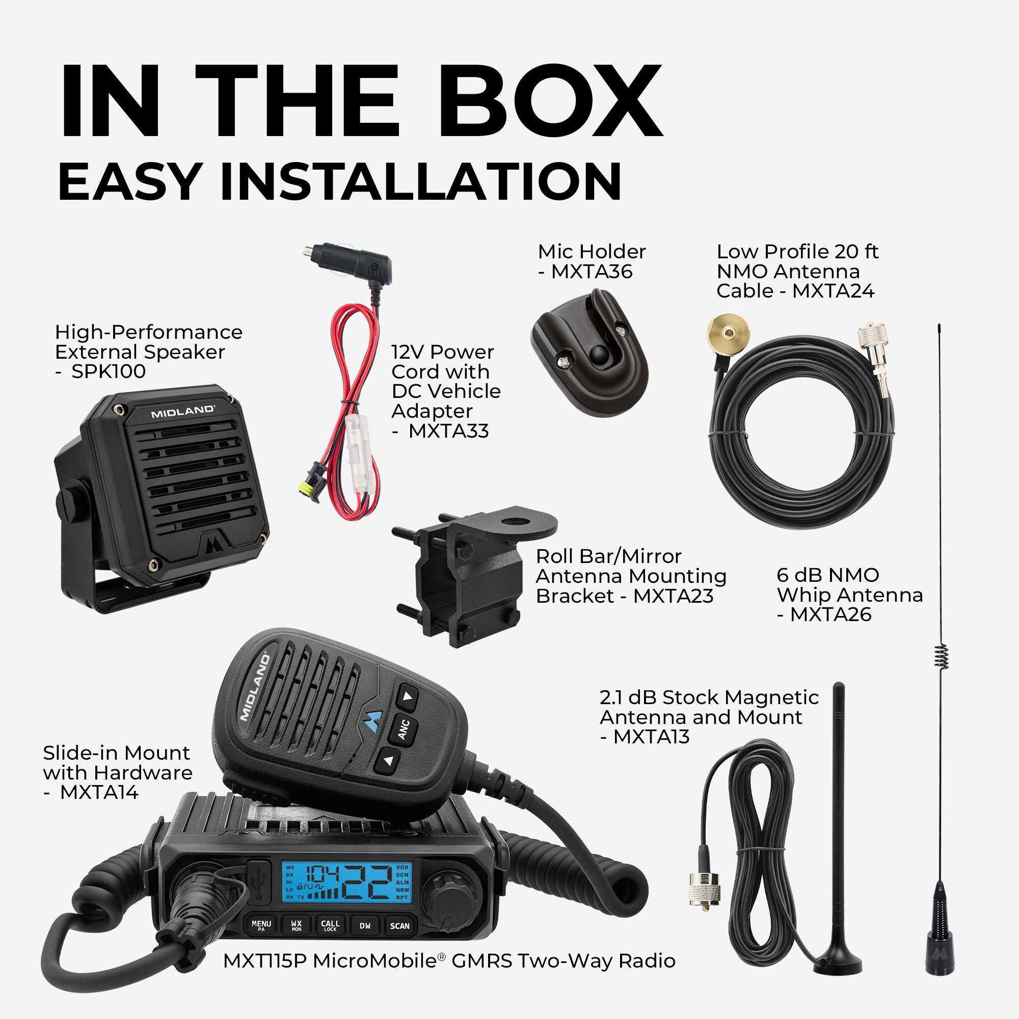 MXT115SPVP 15W MicroMobile GMRS Two-Way Radio | Speaker Bundle