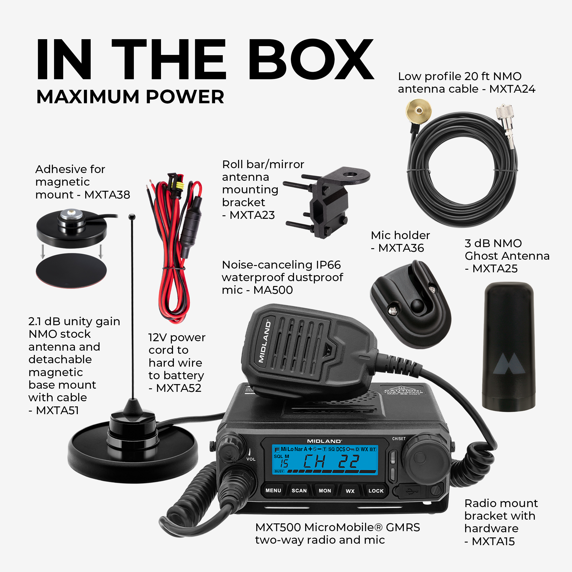 MXT500AGVP3 50W MicroMobile GMRS Two-Way Radio | Ag Bundle