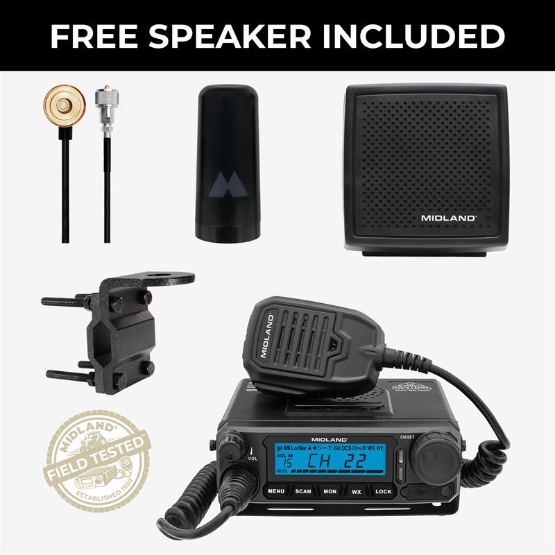 MXT500AGVP3SP 50W MicroMobile GMRS Two-Way Radio | Antenna & Speaker Bundle
