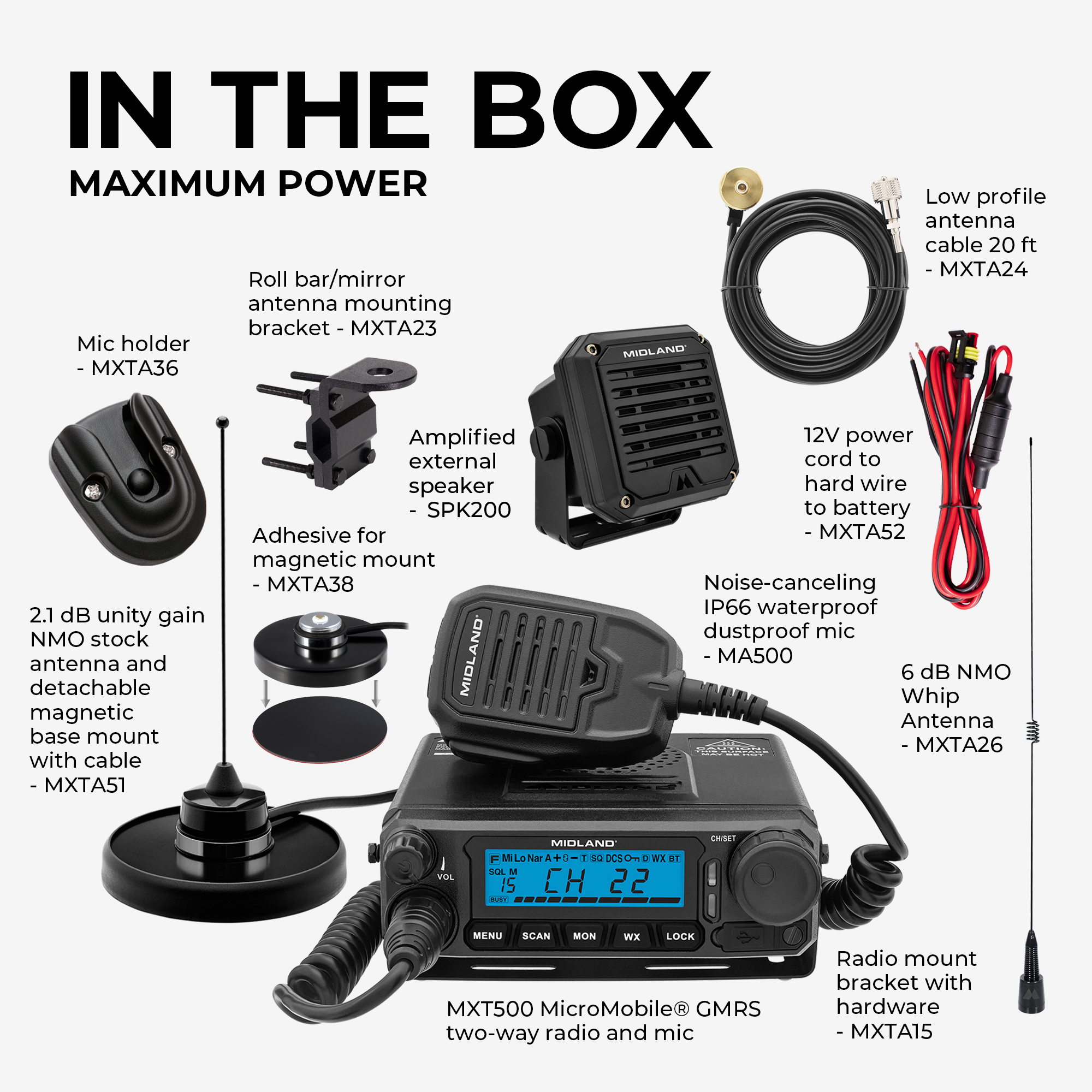 MXT500SPVP 50W MicroMobile GMRS Two-Way Radio | Speaker Bundle