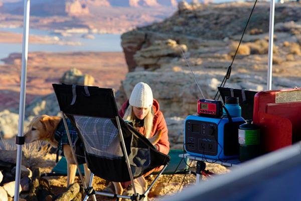 woman at campsite