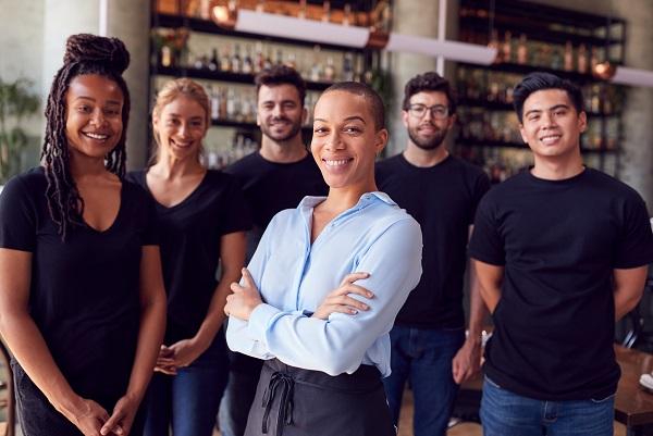 restaurant crew standing together