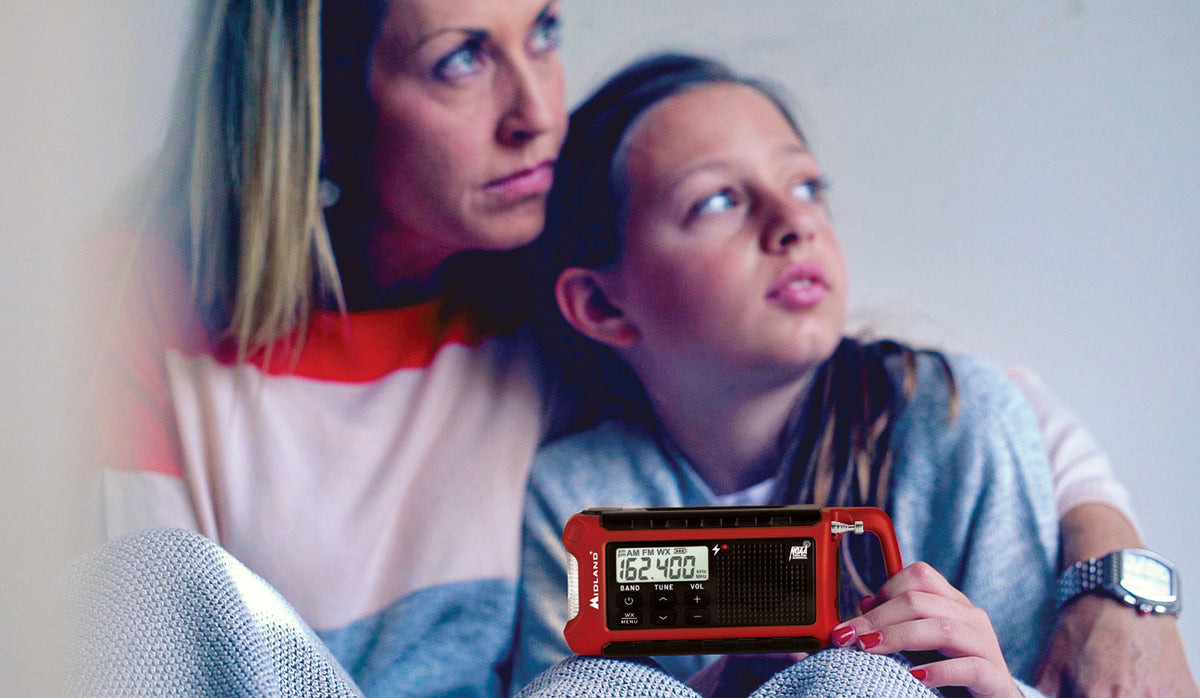 Mom and daughter hold emergency radio