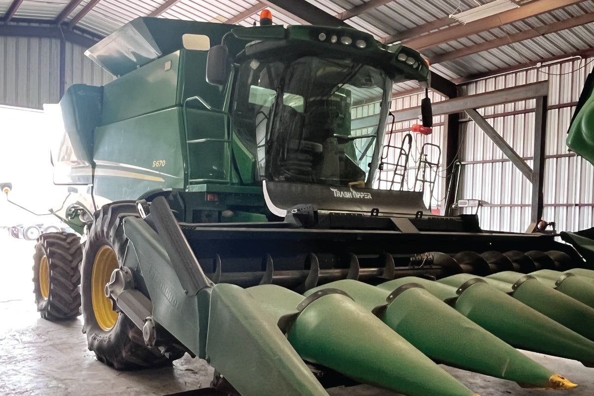 tractor in shed