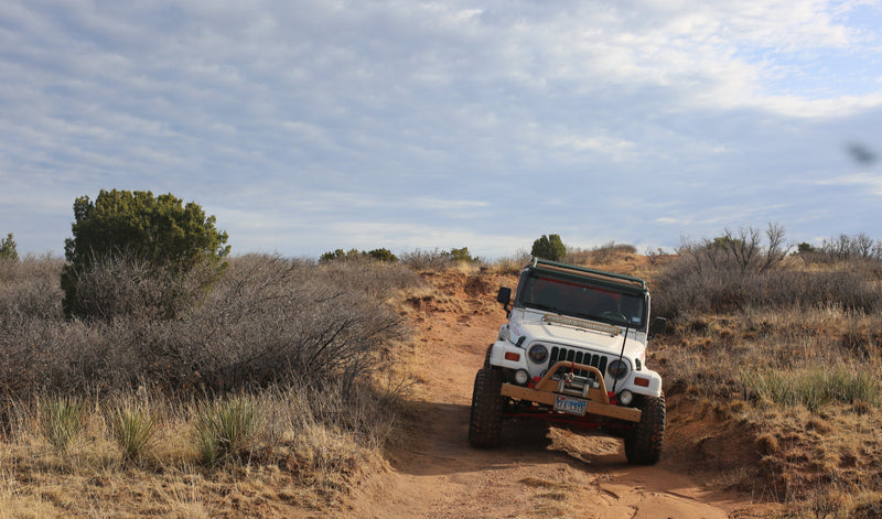 Jeep with bull bar antenna