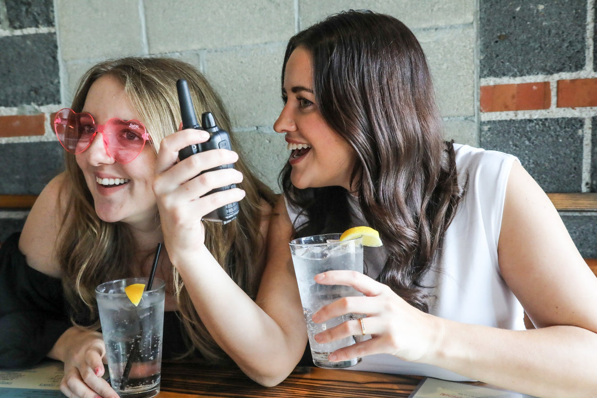 T71 walkie talkie girl communicating on a walkie talkie