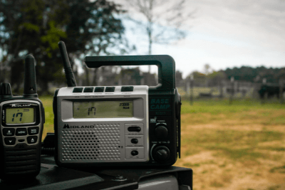 radios sit on table