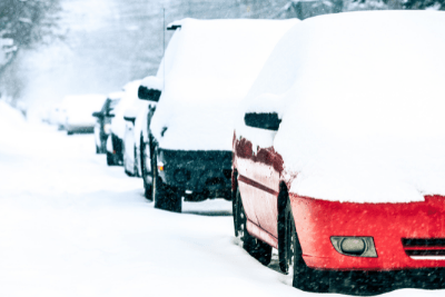 cars covered in snow