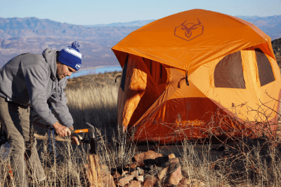 man outside camp