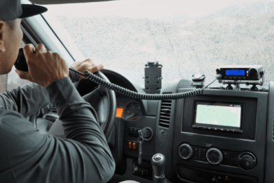 man uses MicroMobile in van