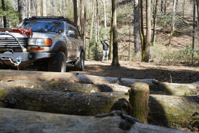 off-road vehicle in forest