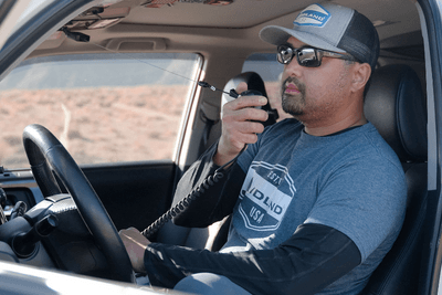 man in sprinter van uses MicroMobile mic