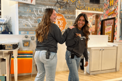 store workers use business radios