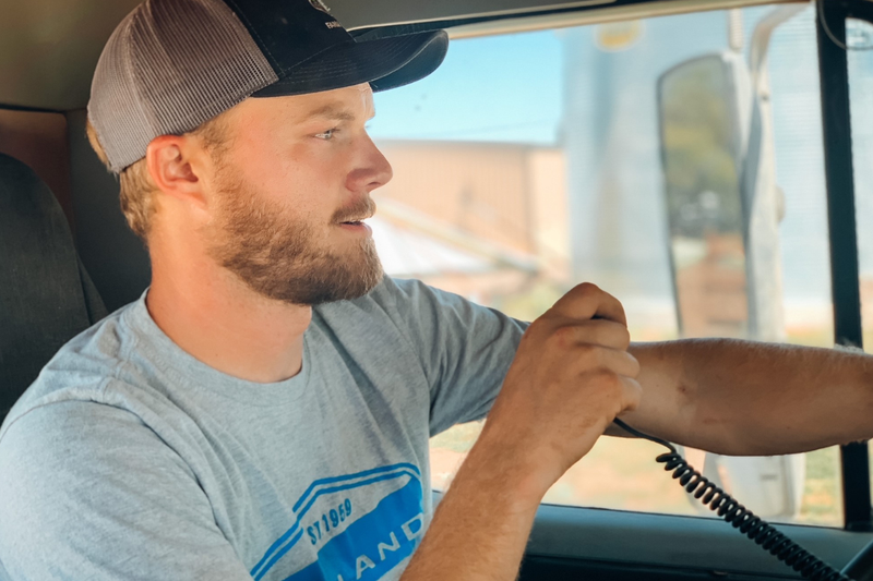 farmer uses GMRS mobile radio