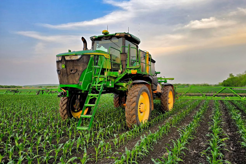tractor in field on farm