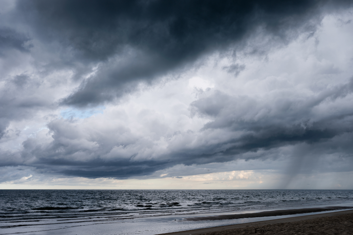 stormy sky over beach and ocean