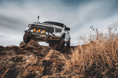 overlanding vehicle in dirt