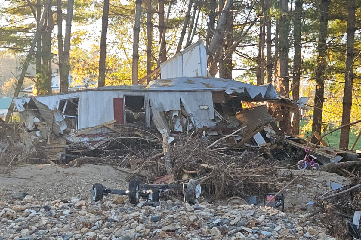 Hurricane damaged home