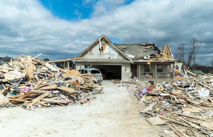 tornado damaged building