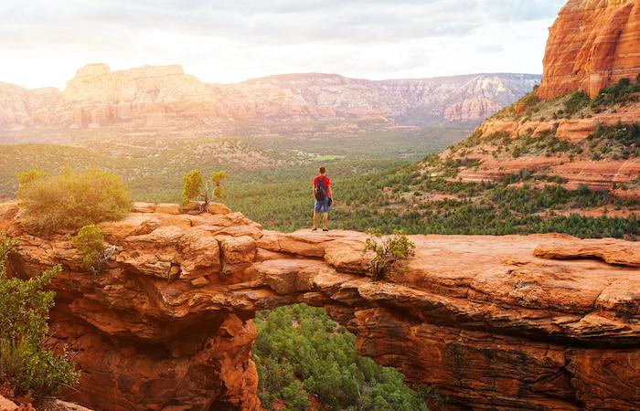 man on rock formation