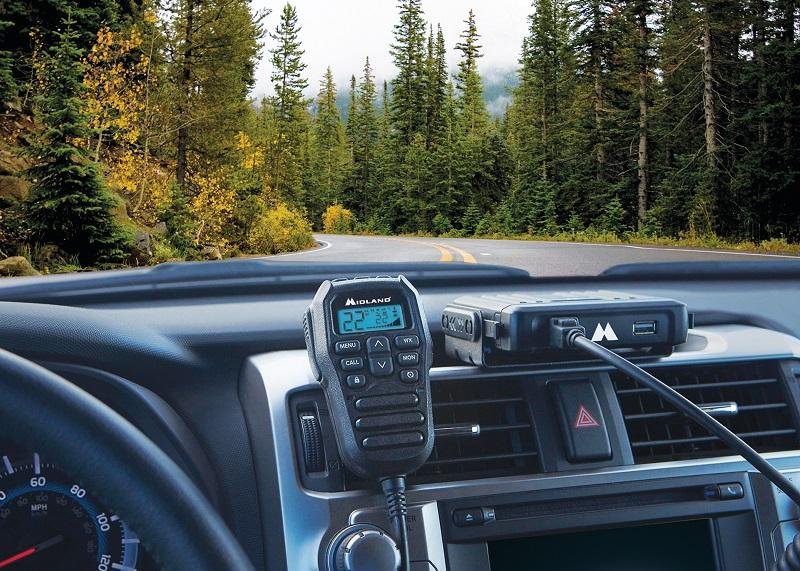 MicroMobile GMRS two-way radio on dashboard