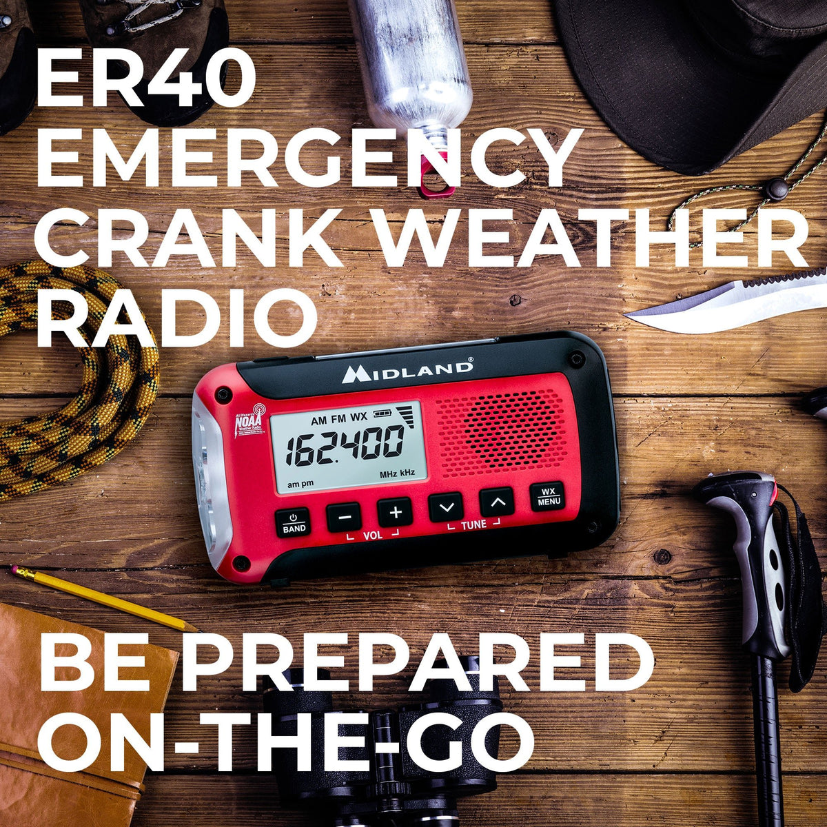 ER50 Portable Emergency Weather Alert Crank Radio - ER50