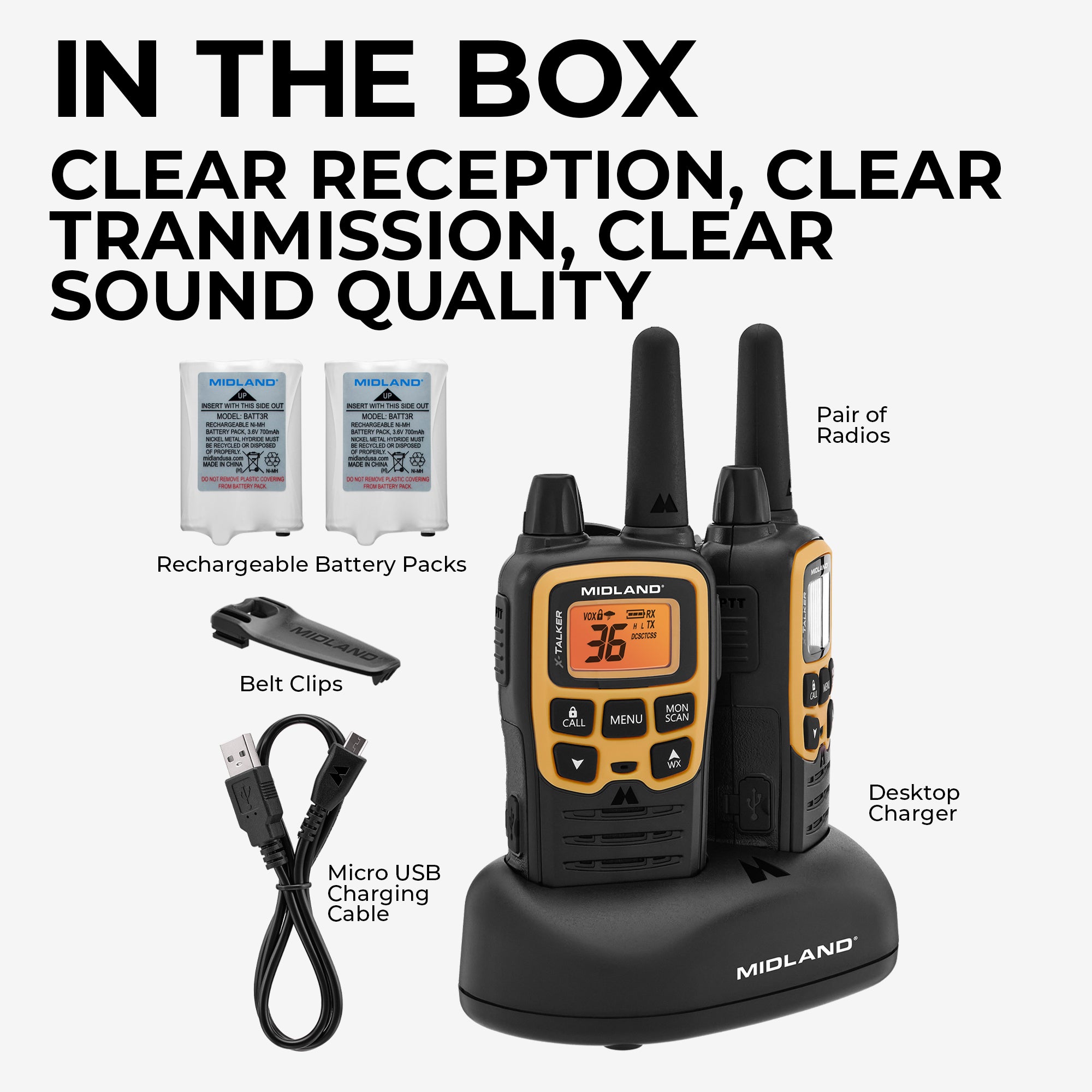 T61VP3 Walkie Talkies with USB Charger | Midland Radio – MIDLAND