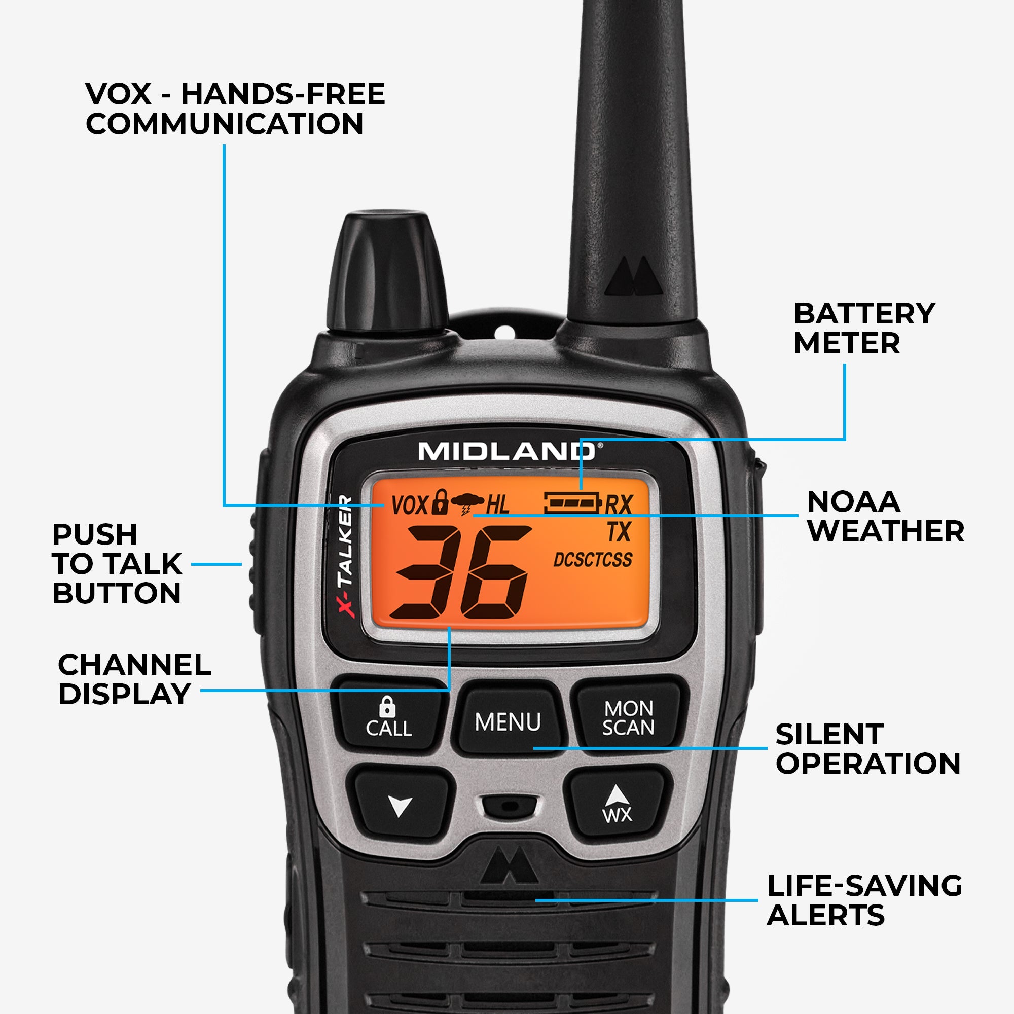 Midland GXT1000VP4 36-Mile 50-Channel FRS/GMRS Two-Way cheapest Radio, Pair, Black,Silver