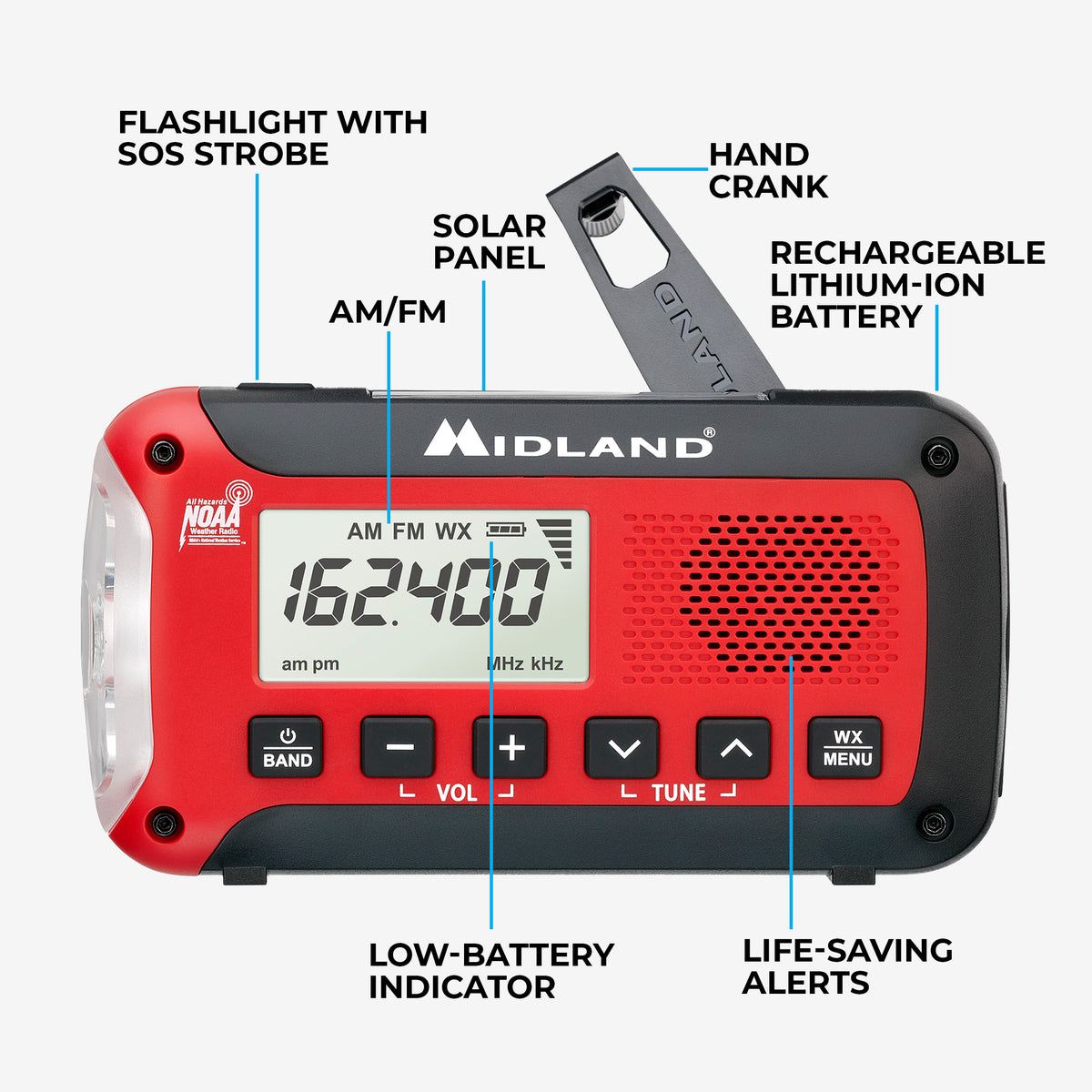 ER50 Portable Emergency Weather Alert Crank Radio - ER50