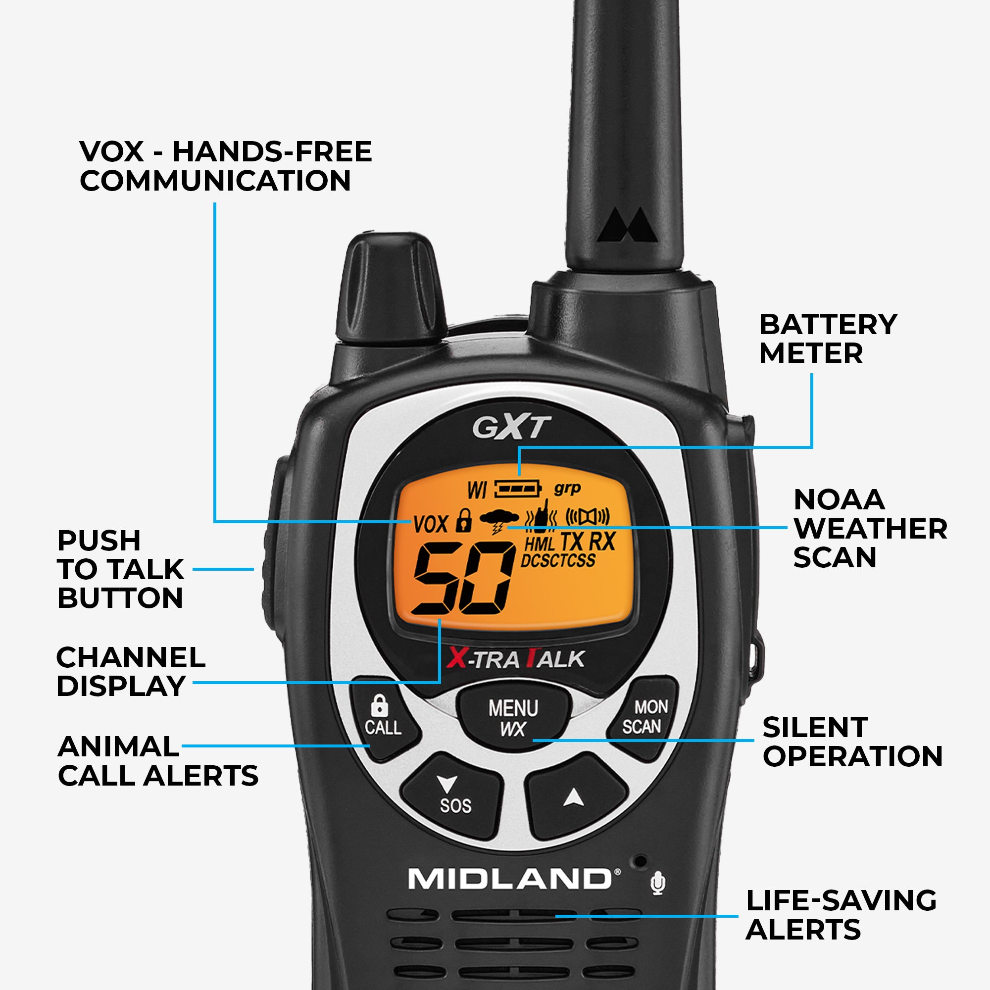 Midland Gmrs Radio Bidirezionali Gxt1000Vp4 Walkie Talkie 50 Canali - Foto 4