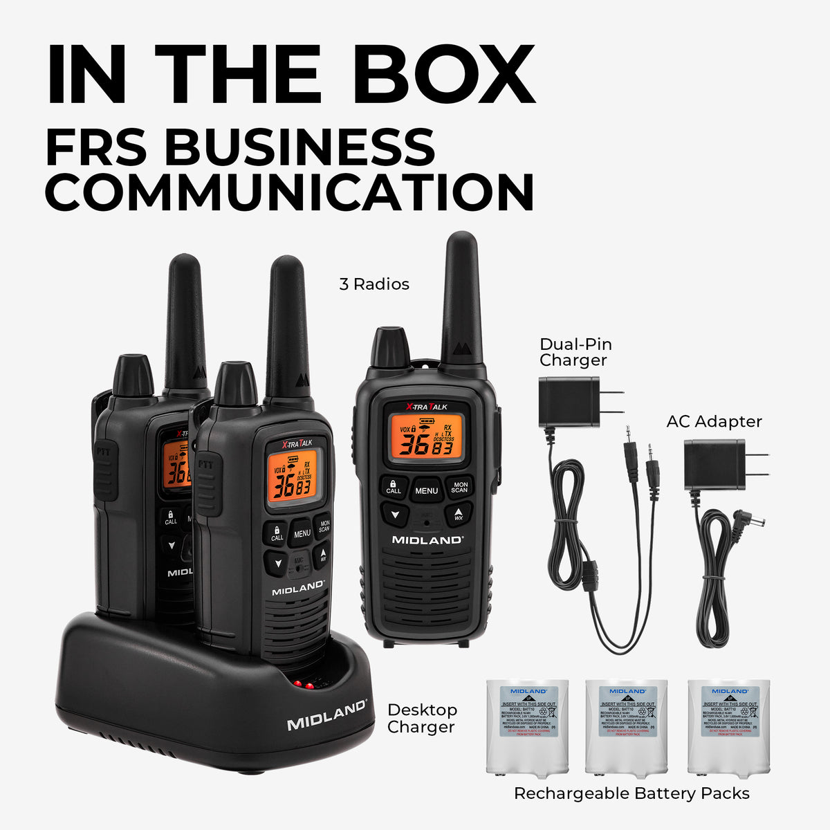 LXT600 FRS License Free Two-Way Radio 3-Pack Bundle - LXT633VP3