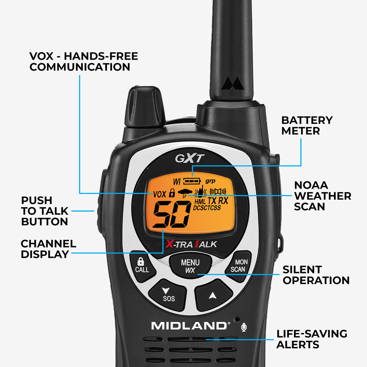 GXT1000 GMRS Single Two-Way Radio - GXT1000AZ