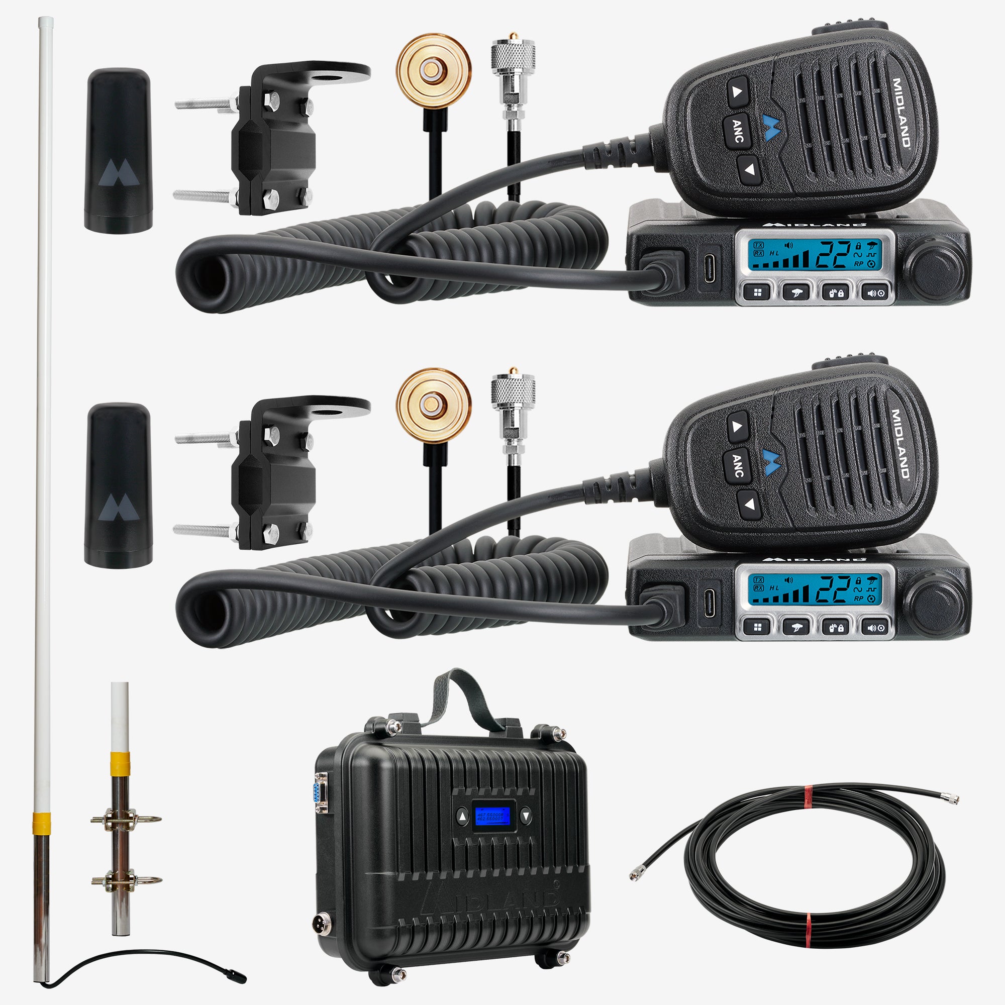 MicroMobile® GMRS 15-Watt Radios and Waterproof Repeater Bundle - MXR115AG
