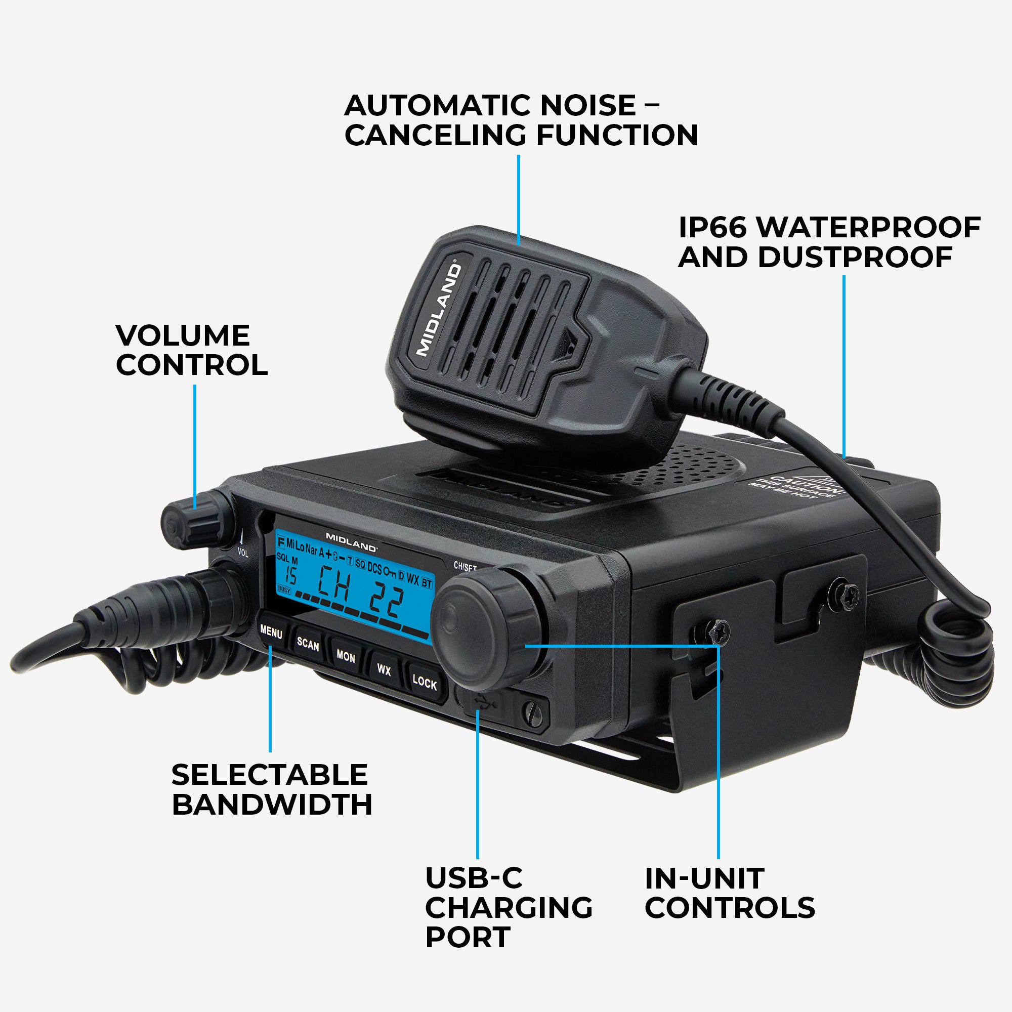 MicroMobile GMRS 50-Watt Radio - 3dB Gain Antenna w/ Speaker Bundle - MXT500AGR
