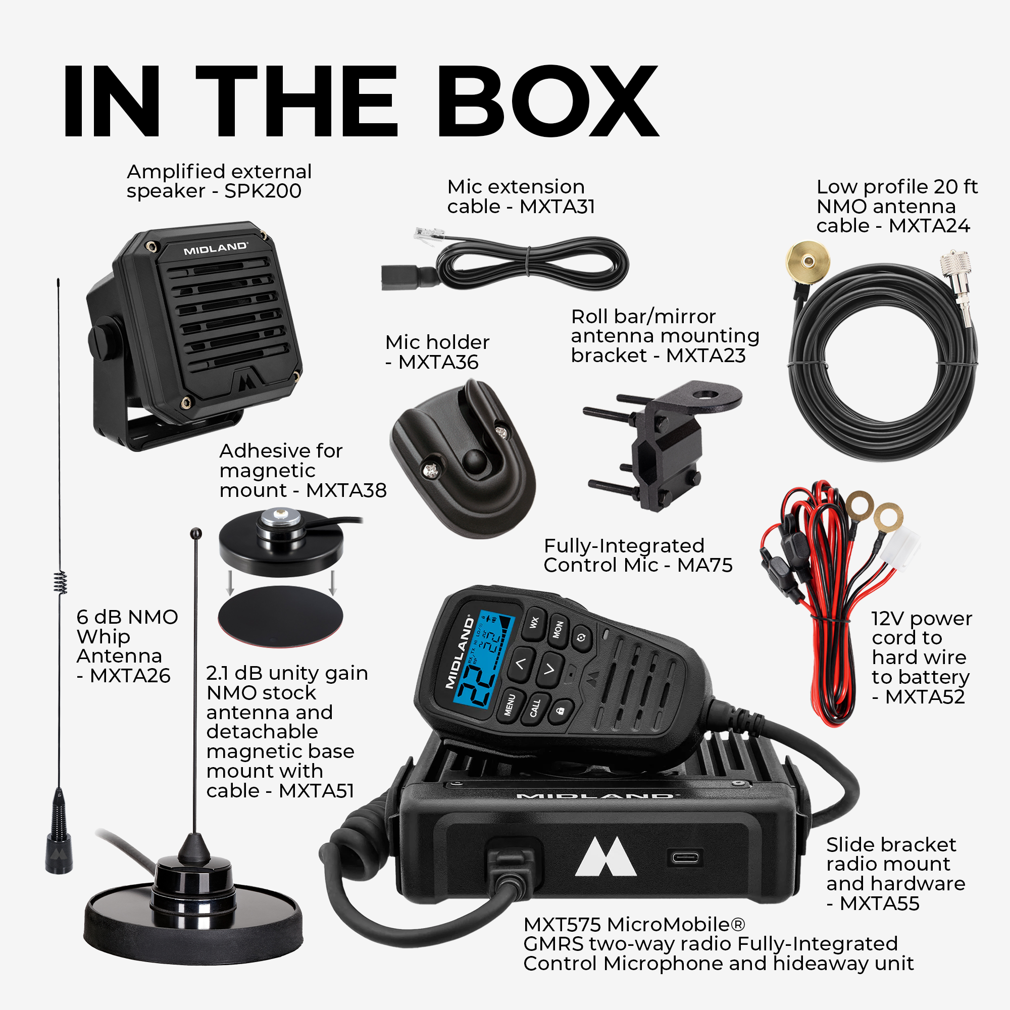 MicroMobile® GMRS 50-Watt Radio and Speaker Bundle - MXT575SPVP
