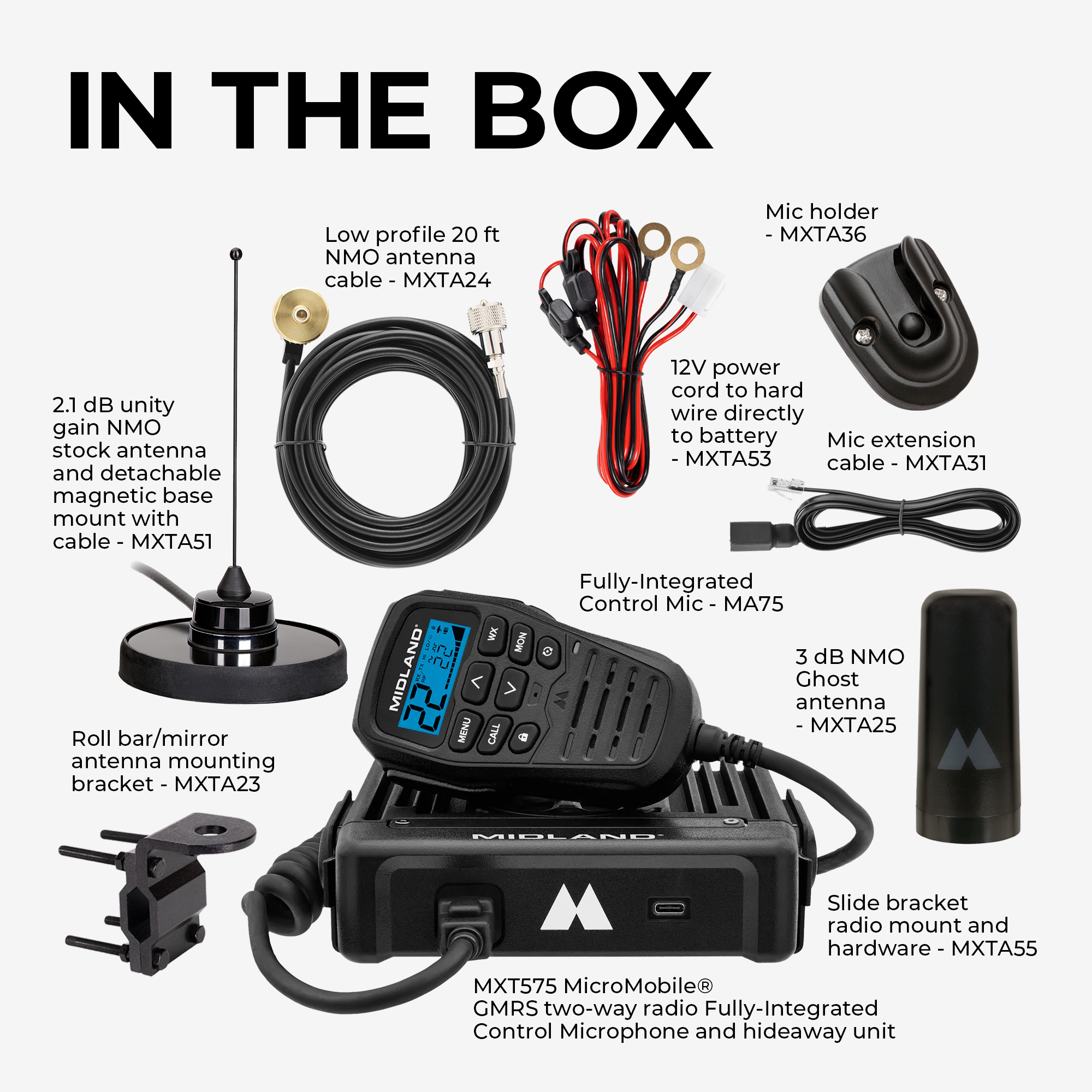 MXT575 MicroMobile® GMRS 50-Watt Two-Way Radio Bundle - MXT575VP4